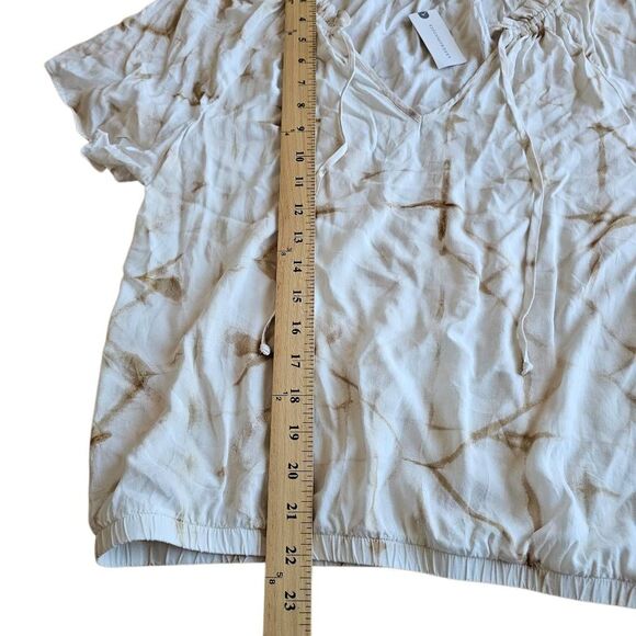 Anthropologie Cloth & Stone womens Sz L cream brown woven top - Picture 7 of 8